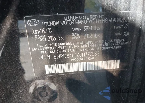 2018 Hyundai Elantra Value Edition z USA, uszkodzony, nr VIN 5NPD84LF6JH377535